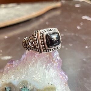 Intricate, Ornate Vintage Sterling And Onyx Ring!
